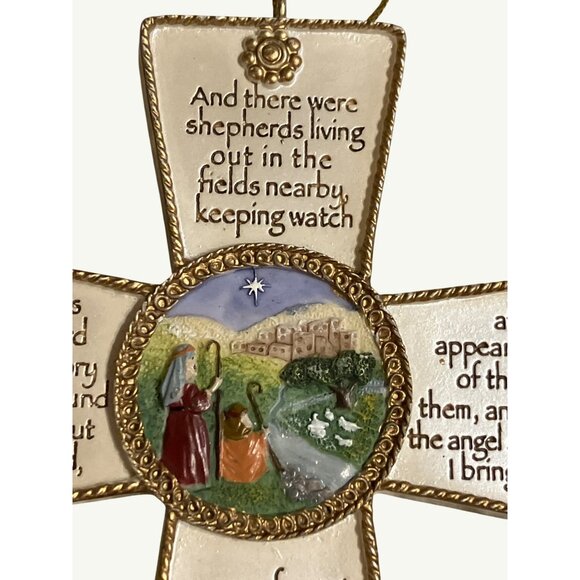 Roman Inc. 2002 Nativity Cross Wall Hanging With Luke 2:8-11 Christmas  Verse - Picture 11 of 14